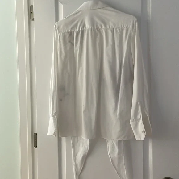 White Karen Millen Floral Embroidered tie front blouse, size 4 - Picture 4 of 4